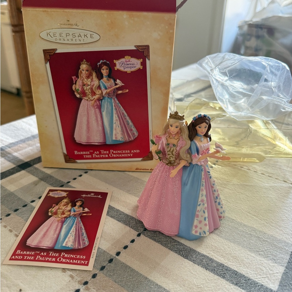 Hallmark Barbie Princess and Pauper Ornament in Pink and Blue